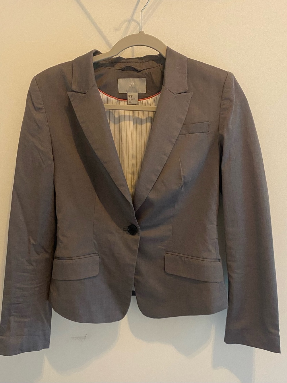 H&M Gray Single-Button Tailored Blazer